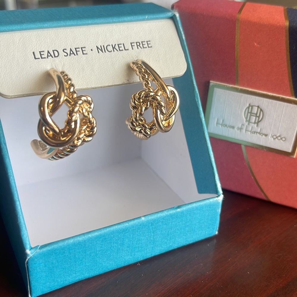- House of Harlow 1960 gold tone  hoops. New